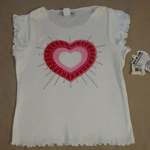 NWT Girls Self Esteem Ruffle Tshirt with Heart